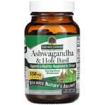 Ашваганда и базилик священный, 550 мг, Ashwagandha & Holy Basil, Nature's Answer, 60 вегетарианских капсул: цены и характеристики