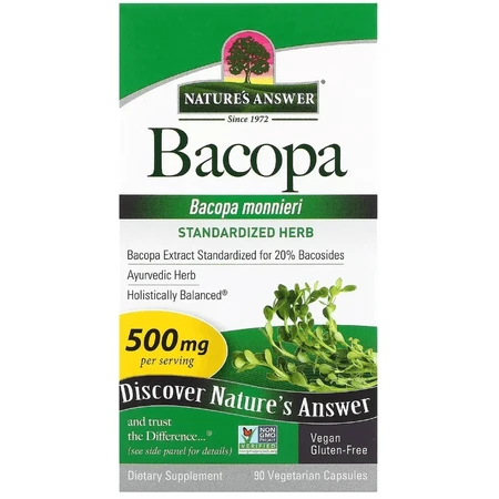 Бакопа, 500 мг, Bacopa, Nature's Answer, 90 вегетарианских капсул: цены и характеристики