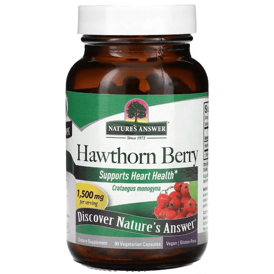 Глід, 1500 мг, Hawthorn Berry, Nature's Answer, 90 вегетаріанських капсул: ціни та характеристики