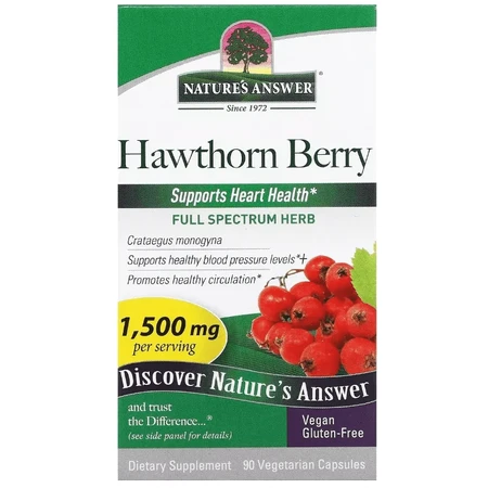 Боярышник, 1500 мг, Hawthorn Berry, Nature's Answer, 90 вегетарианских капсул: цены и характеристики