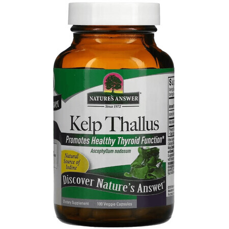 Бурая водоросль, Kelp Thallus, Nature's Answer, 100 вегетарианских капсул
