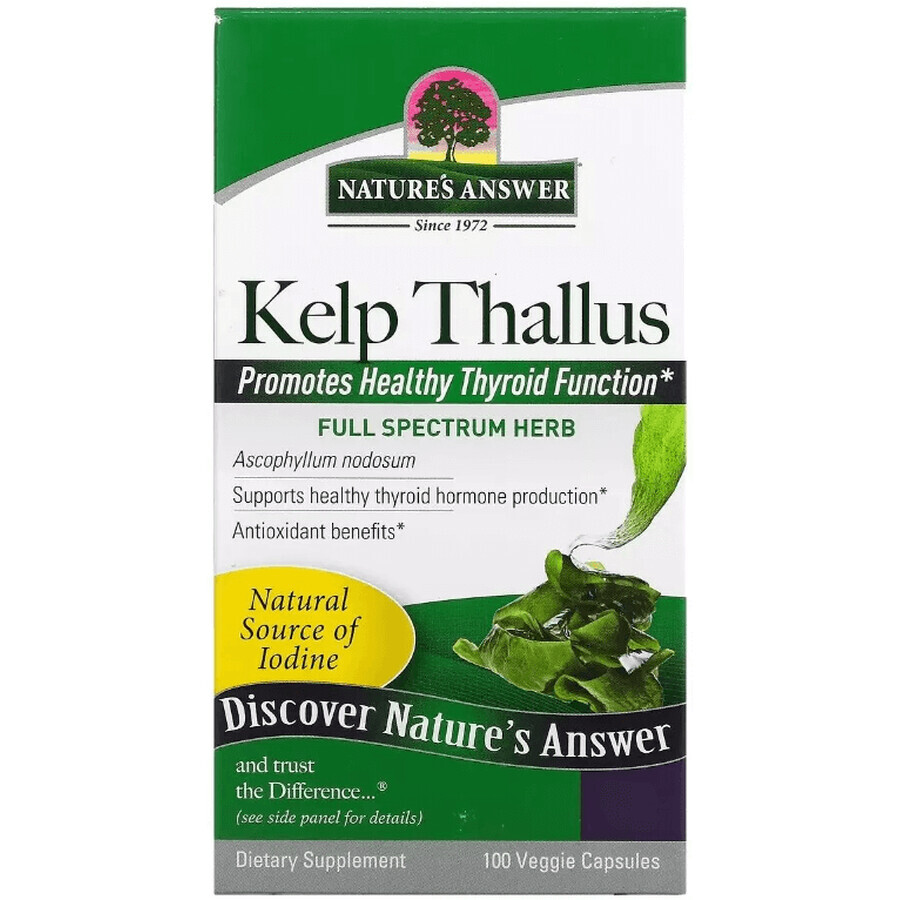 Бурая водоросль, Kelp Thallus, Nature's Answer, 100 вегетарианских капсул: цены и характеристики