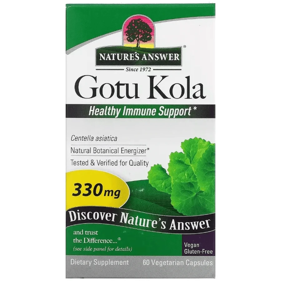 Готу колу, 330 мг, Gotu Kola, Healthy Immune Support, Nature's Answer, 60 вегетаріанських капсул: ціни та характеристики