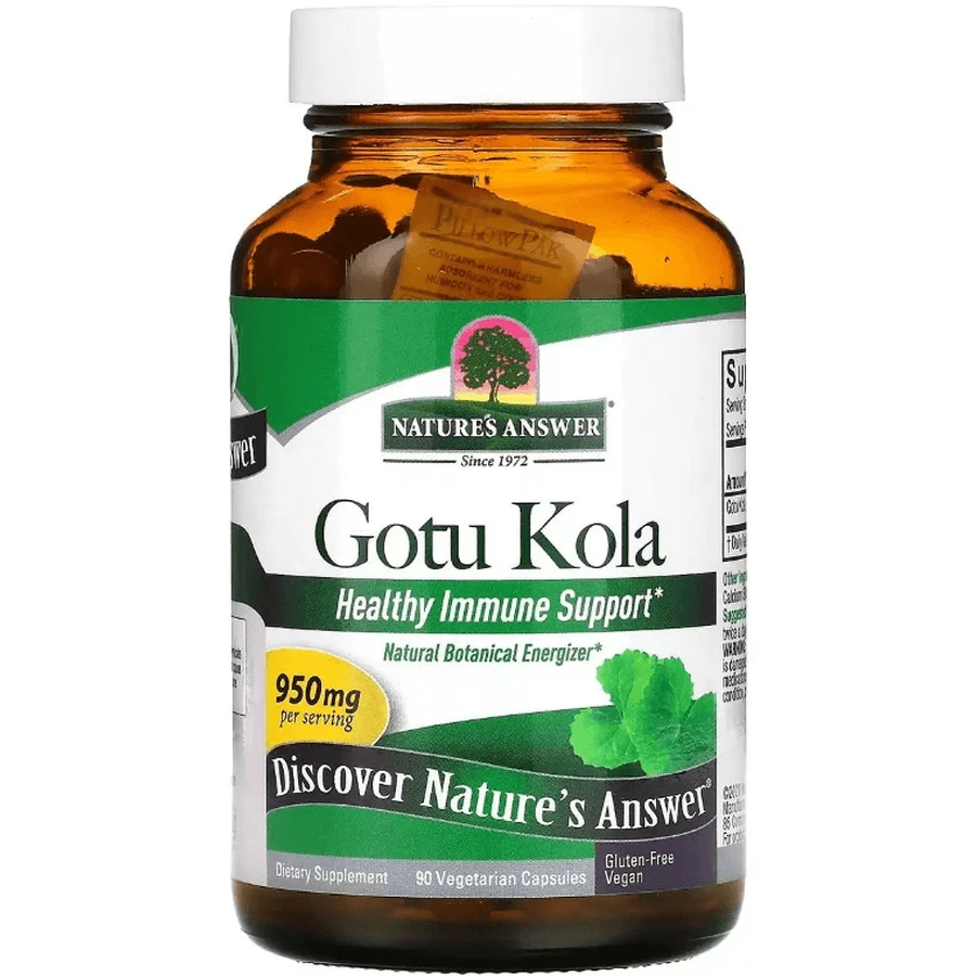 Готу колу, 950 мг, Gotu Kola, Nature's Answer, 90 вегетаріанських капсул: ціни та характеристики