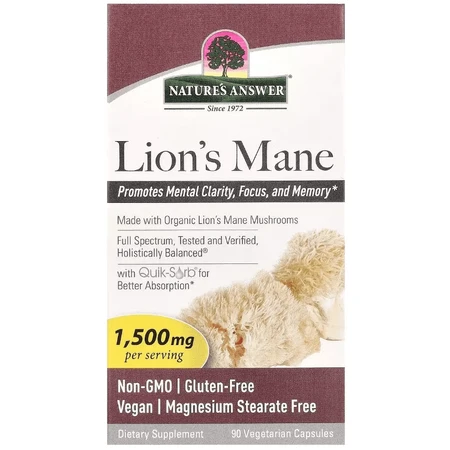 Їжовик гребінчастий, 1500 мг, Lion's Mane, Nature's Answer, 90 вегетаріанських капсул: ціни та характеристики