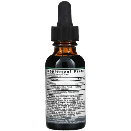 Корінь солодки (Лакриці), екстракт без спирту, 2000 мг, Licorice Root, Fluid Extract, Alcohol-Free, Nature's Answer, 30 мл: ціни та характеристики