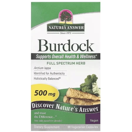 Лопух, 500 мг, Burdock, Nature's Answer, 90 вегетарианских капсул: цены и характеристики