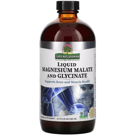 Магній малат та гліцинат, 200 мг, смак мандарину, Liquid Magnesium Malate and Glycinate, Nature's Answer, 480 мл: ціни та характеристики