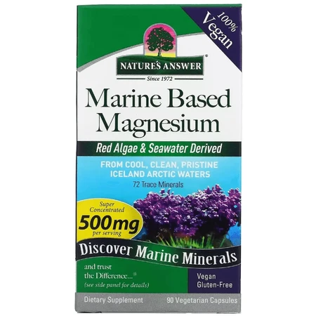 Магний морского происхождения, 500 мг, Marine Based Magnesium, Nature's Answer, 90 вегетарианских капсул: цены и характеристики
