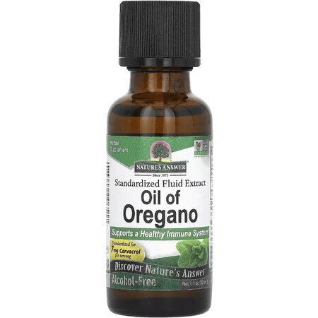 Олія орегана, без спирту, Oil of Oregano, Alcohol-Free, Nature's Answer, 30 мл