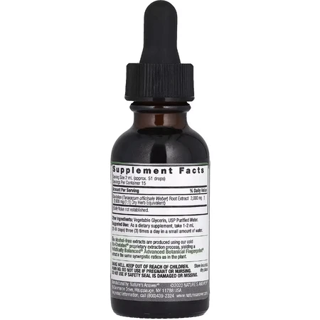 Одуванчик, экстракт корня без спирта, 2000 мг, Fluid Extract, Dandelion Root, Alcohol Free, Nature's Answer, 30 мл: цены и характеристики
