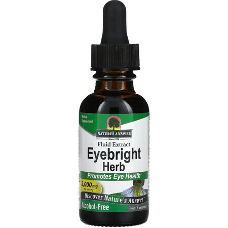 Очанка для глаз, экстракт без спирта, 2000 мг, Eyebright Herb, Fluid Extract, Alcohol-Free, Nature's Answer, 30 мл