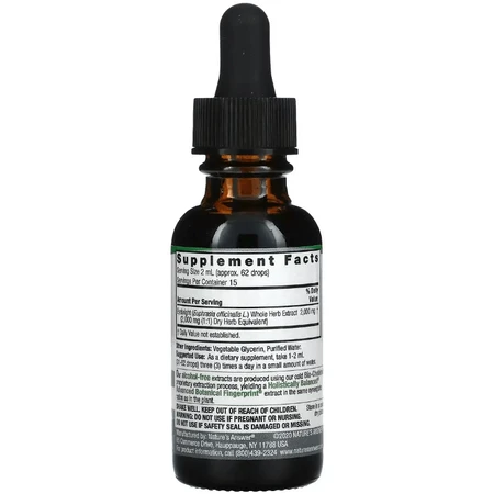 Очанка для очей, екстракт без спирту, 2000 мг, Eyebright Herb, Fluid Extract, Alcohol-Free, Nature's Answer, 30 мл: ціни та характеристики