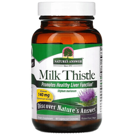 Розторопша, Milk Thistle, Nature's Answer, 60 вегетаріанських капсул