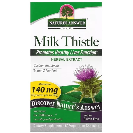 Расторопша, Milk Thistle, Nature's Answer, 60 вегетарианских капсул: цены и характеристики