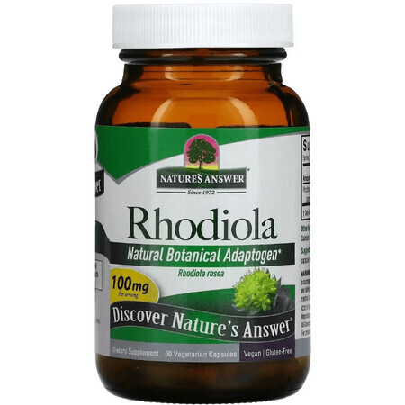 Родіола, 100 мг, Rhodiola, Nature's Answer, 60 вегетаріанських капсул