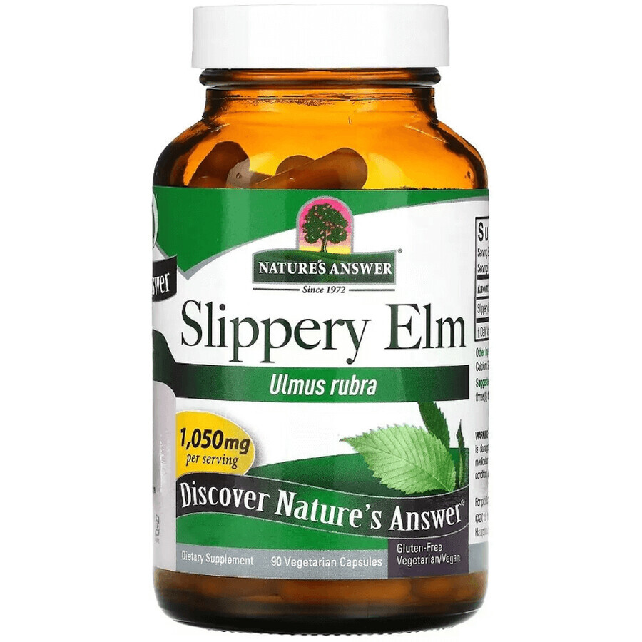 Слизький В'яз, 1050 мг, Slippery Elm, Nature's Answer, 90 вегетаріанських капсул: ціни та характеристики