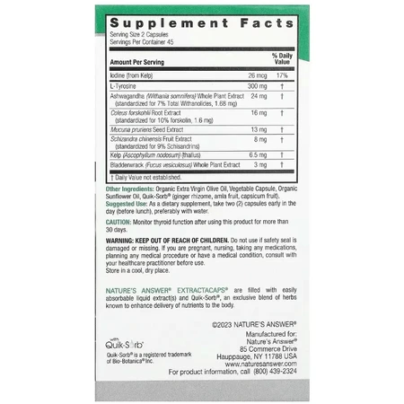 Смесь для щитовидной железы, Thyroid Blend, Nature's Answer, 90 вегетарианских капсул: цены и характеристики