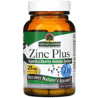 Цинк плюс, 25 мг, Zinc Plus, Nature's Answer, 60 вегетарианских капсул