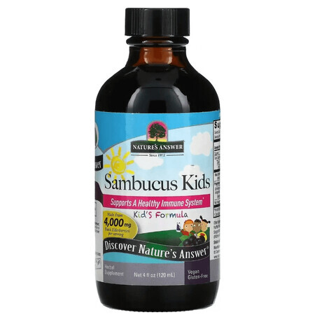 Черная бузина для детей, 4000 мг, Sambucus Kid's Formula, Nature's Answer, 120 мл