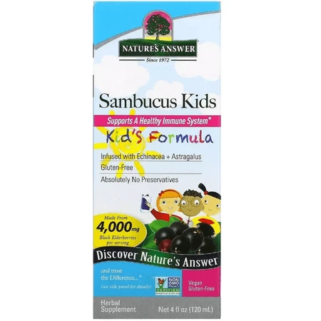 Чорна бузина для дітей, 4000 мг, Sambucus Kid's Formula, Nature's Answer, 120 мл: ціни та характеристики