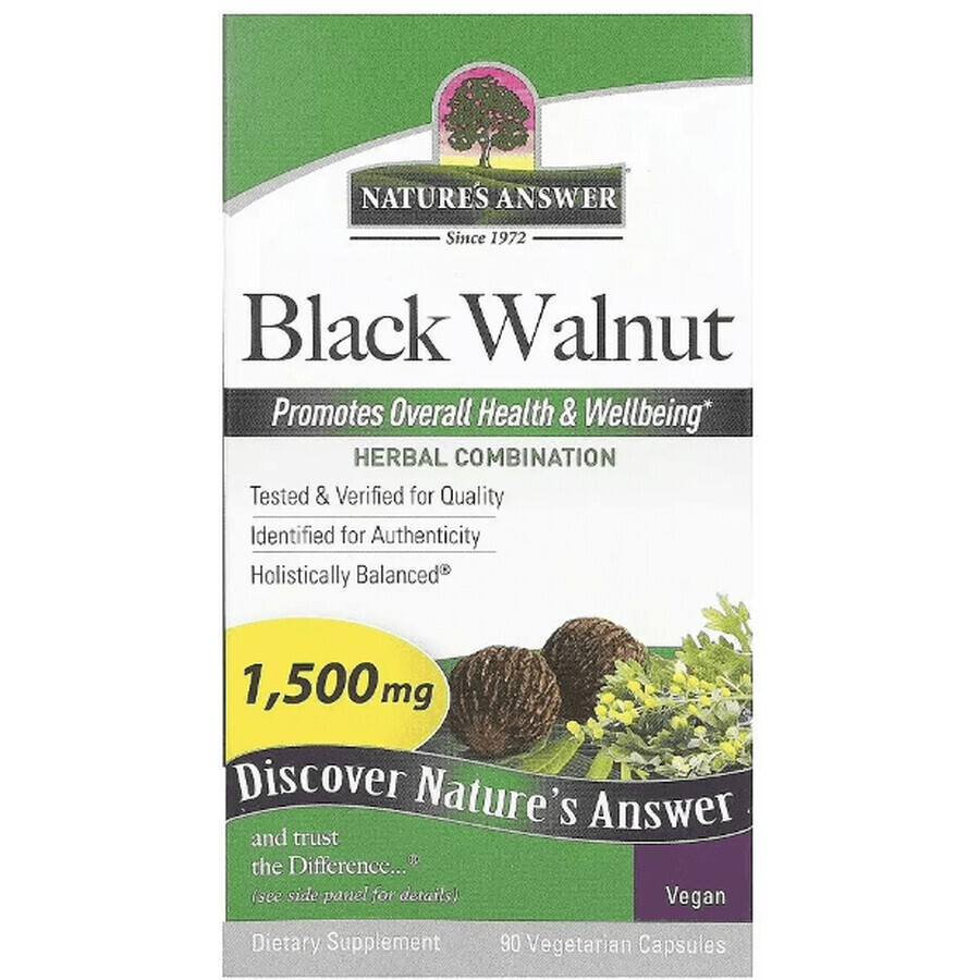 Чорний горіх, 1500 мг, Black Walnut, Nature's Answer, 90 вегетаріанських капсул: ціни та характеристики