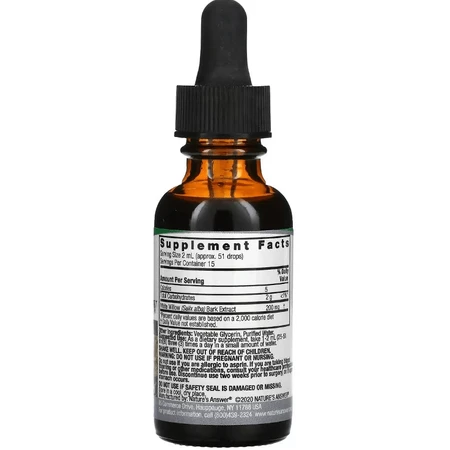 Экстракт Белой ивы без спирта, 2000 мг, Chamomile Extract, Nature's Answer, 30 мл: цены и характеристики