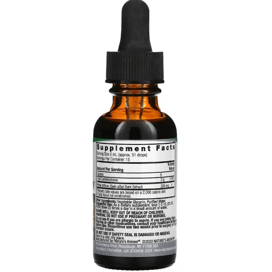 Экстракт Белой ивы без спирта, 2000 мг, Chamomile Extract, Nature's Answer, 30 мл: цены и характеристики