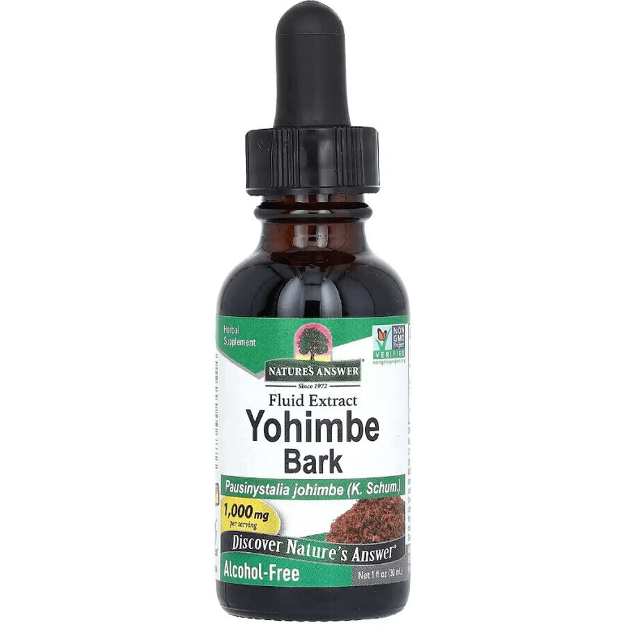 Экстракт коры йохимбе без спирта, 1000 мг, Yohimbe Bark, Nature's Answer, 30 мл: цены и характеристики