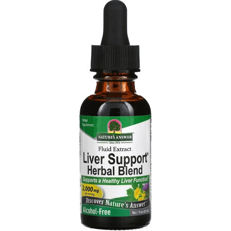 Екстракт трав для підтримки печінки, без спирту, 2000 мг, Liver Support Herbal Blend, Nature's Answer, 30 мл