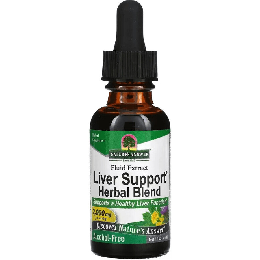 Екстракт трав для підтримки печінки, без спирту, 2000 мг, Liver Support Herbal Blend, Nature's Answer, 30 мл: ціни та характеристики