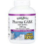 GABA (Гама-Аміномасляна Кислота), 100 мг, Stress Relax, Pharma GABA, Natural Factors, 120 жувальних таблеток: ціни та характеристики