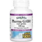 GABA (Гамма-Аминомасляная Кислота), 100 мг, Stress Relax, Pharma GABA, Natural Factors, 60 вегетарианских капсул: цены и характеристики