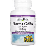 GABA (Гама-аміномасляна кислота), 250 мг, Stress-Relax, Pharma GABA, Natural Factors, 60 вегетаріанських капсул: ціни та характеристики