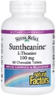 L-теанин, 200 мг, Stress-Relax, Suntheanine, L-Theanine, Natural Factors, 60 жевательных таблеток