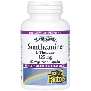 L-теанин, 125 мг, Stress-Relax, Suntheanine, L-Theanine, Natural Factors, 60 вегетарианских капсул