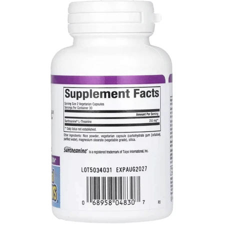 L-теанин, 125 мг, Stress-Relax, Suntheanine, L-Theanine, Natural Factors, 60 вегетарианских капсул: цены и характеристики