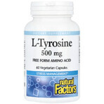 L-тирозин, 1000 мг, L-Tyrosine, Natural Factors, 60 вегетарианских капсул: цены и характеристики
