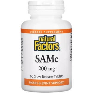 SAM-e (дисульфат тозилат) медленного высвобождения, 200 мг, SAMe (Disulfate Tosylate), Natural Factors, 60 таблеток