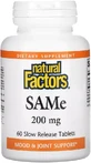 SAM-e (дисульфат тозилат) медленного высвобождения, 200 мг, SAMe (Disulfate Tosylate), Natural Factors, 60 таблеток