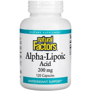 Альфа-ліпоєва кислота, 200 мг, Alpha-Lipoic Acid, Natural Factors, 120 капсул