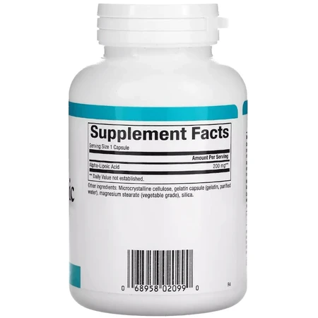 Альфа-ліпоєва кислота, 200 мг, Alpha-Lipoic Acid, Natural Factors, 120 капсул: ціни та характеристики