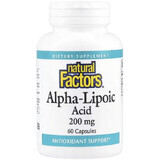 Альфа-ліпоєва кислота, 200 мг, Alpha-Lipoic Acid, Natural Factors, 60 капсул
