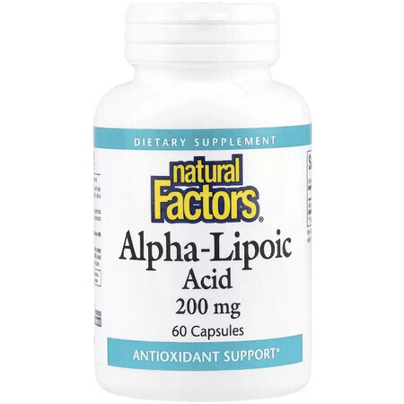 Альфа-липоевая кислота, 200 мг, Alpha-Lipoic Acid, Natural Factors, 60 капсул