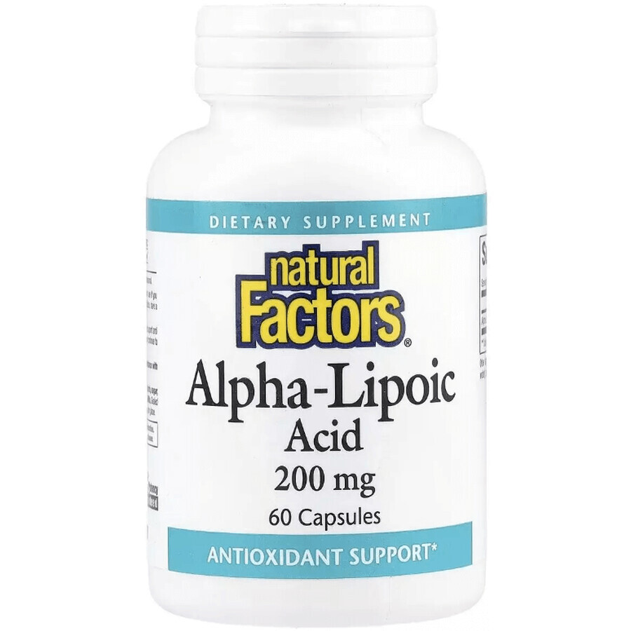 Альфа-липоевая кислота, 200 мг, Alpha-Lipoic Acid, Natural Factors, 60 капсул: цены и характеристики
