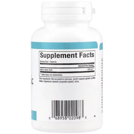 Альфа-ліпоєва кислота, 200 мг, Alpha-Lipoic Acid, Natural Factors, 60 капсул: ціни та характеристики