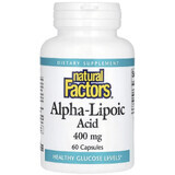 Альфа-липоевая кислота, 400 мг, Alpha-Lipoic Acid, Natural Factors, 60 капсул
