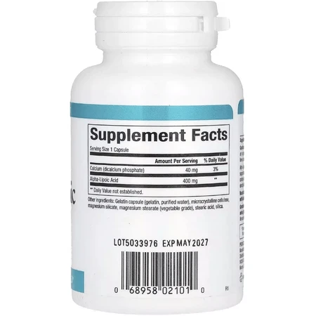 Альфа-ліпоєва кислота, 400 мг, Alpha-Lipoic Acid, Natural Factors, 60 капсул: ціни та характеристики