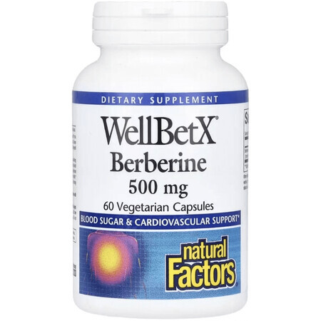 Берберін, 500 мг, WellBetX, Berberine, Natural Factors, 60 вегетаріанських капсул