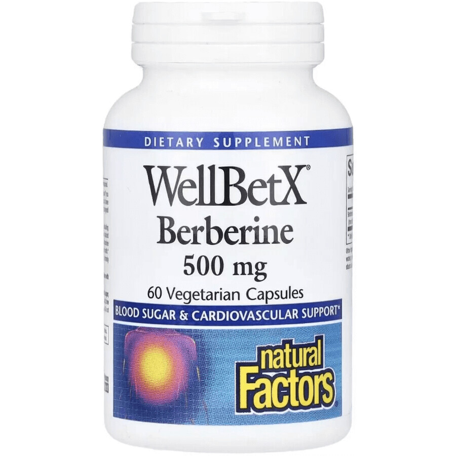 Берберін, 500 мг, WellBetX, Berberine, Natural Factors, 60 вегетаріанських капсул: ціни та характеристики
